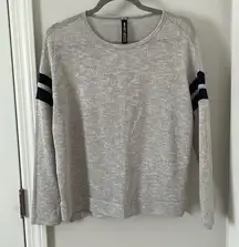 H&M sheer light long sleeve with stripped sleeves in size medium