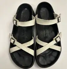 Birkenstock Tatami White Leather Sandals Straps Slides US 9
