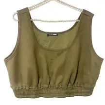 Fashion Nova Plus Size 3X Green Athletic‎ Sweatshirt Cropped Tank Top