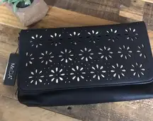 Moda Laser Cut Black & Rose Gold Clutch Purse