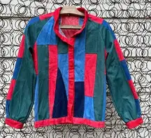 Vintage handmade color block denim patchwork jean jacket