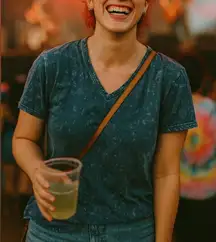 INC International Concepts Dark Blue V-Neck Tee