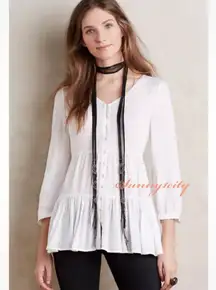 Anthropologie Maeve Ivory Lila Tiered Tunic Top Size M