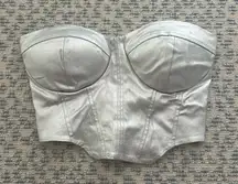 Silver Structured Corset Top with Molded Cups and Seam Detailing