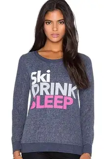 CHASER SKI DRINK SLEEP GRAPHIC LONG SLEEVE BLUE HEATHERED SWEATSHIRT M