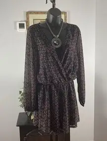 Express Dress Size Small Jumpsuit Romper Long Sleeve Elastic Waist Multicolor