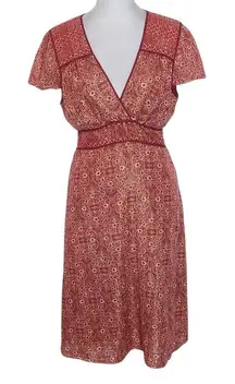 BCBGMaxAzria Red and Gold Dress with Sash SIze Small Wedding Guest Dress