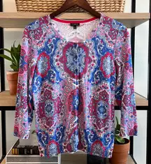 Talbots Cotton Rayon Paisley Print Cardigan, MP