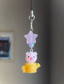 Handmade Kawaii funky y2k style piggy & star phone charm/keychain/bag accessory/car display🐷🌼🍃🌟