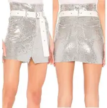 IRO High Rise Sequin Embellished Natou Mini Skirt Silver Women's FR 36 / US 4