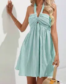 Elegant Halter Tie-Neck Mint Dress