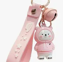 Key chain cartoon cute pink bear key chain pendant car backpack doll