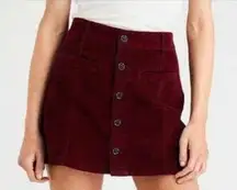 American Eagle Outfitters Hi- Rise A-Line‎ Maroon Burgundy Skirt,Size 6 Corduroy