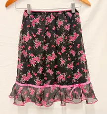 Vintage Speechless Skirt Lined Elastic‎ Waist Floral Y2K Floral Lace Mesh