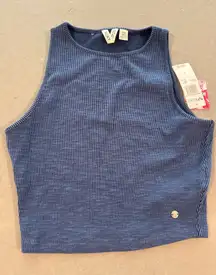Roxy‎ Womens Tank Top Sleeveless Ribbed Cropped Blue Casual New Size S