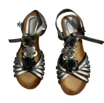 Patrizia Luca‎ Silver and Black Sandals with Chic Design