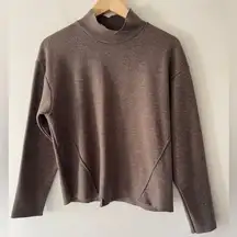 Zara Brown Raw Hem Mock Neck Sweater