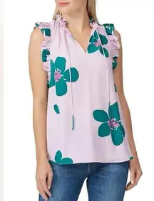 kate spade | Grand Flora Tie Neck Shell Top, Size S