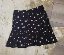 Black White Star Print Ruffle Skirt