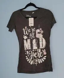 NWT Alice In Wonderland "We're All Mad Here" Black Tee Size Small