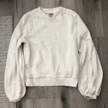 A New Day White Sweatshirt Pullover Top with Balloon Puffy Sleeves Medium