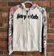 Aeropostale womens floral hooded zip up y2k jacket cream small