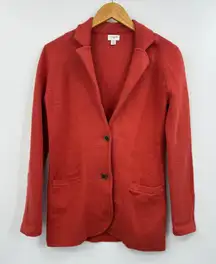 J. Crew Orange  Textured Knit Blazer Cardigan Jacket XS Button Front Pockets