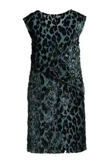 Emporio Armani NWT Green Velvet Animal Print Knee Length Dress Size IT 40/US 4