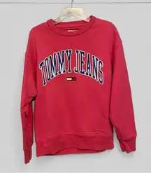 Tommy Jeans Preppy retro pink spell-out sweatshirt y2k cotton Medium