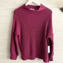 Cupcakes and Cashmere Magenta Purple Mock Neck Chunky Sweater