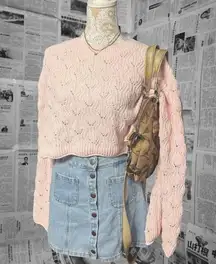 Francesca's Pink Knit Cropped Sweater L – Lightweight Feminine Soft Pullover