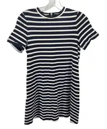 Kate Spade Womens Striped Dress Zip 100% Cotton Mini Black White Size XS