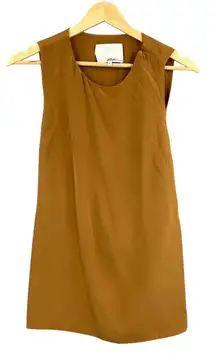 3.1 Phillip Lim Silk Avant-Garde Sleeveless Top Brown Drape Overlay Size 6