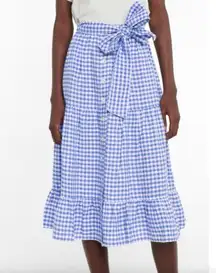 Polo  Ralph Lauren Linen Gingham Button Up Midi Skirt