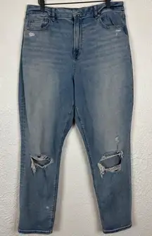 American Eagle Distressed Curvy Mom Jeans Stretch Size 14 Long