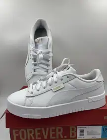 PUMA Court Sneaker, White, Women's Casual Low Top Leather Shoes Size 10