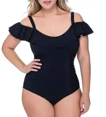 Profile by Gottex Tutti Frutti Off The Shoulder One Piece Swimsuit black…