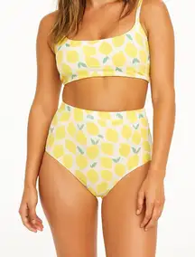 Hanna Andersson Lemon Print Bikini Swimsuit Set Yellow Green Women's Size L