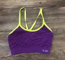 Champion Purple and lime neon green strap sports bra