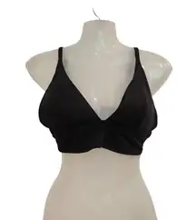 Aerie Triangle Bikini Top Bra Black Plunge Neck Pullover Textured Beach Large