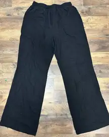 H/G Women's Black Wide Leg Pants 55%Linen/45%Viscose