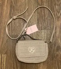Juicy Couture Crossbody Bag Purse Tan Beige Gothic Dots Cafe Flawless Flap NWT