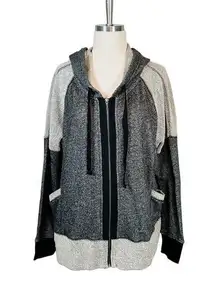 DKNY SUPER SOFT GRAY AND BLACK ZIP UP HOODIE JACKET POCKETS WOMEN SIZE SMALL