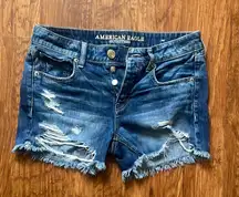 American Eagle Outfitters Blue Distressed Jean Shorts