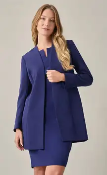 NWT KASPER Open Front Topper, Iconic Stretch Crepe In Kasper Navy SZ-8