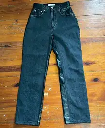 Abercrombie denim faux leather curve Love Ultra High Rise Ankle Straight Jean 0R