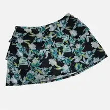 Zelos Size Small Tennis Skirt Skort Black Blue Floral Ruffle Layered Active