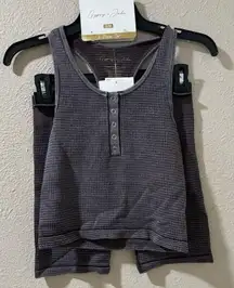 Waffle Knit Seamless Henley Tank & Shorts Set 