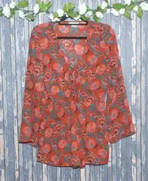 The Hanger Ladies Boho Maroon Shorts Romper Size M Long Sleeve Lined Lace Up