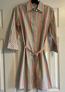 LILY PULITZER Vintage Colorful Vertical Striped Button Down Shirt Dress Size 2